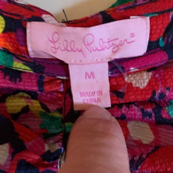 Lilly Pulitzer Ruffle Racerback Tank Top in Wild Confetti Size Medium - Picture 5 of 9